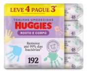 Lenços Umedecidos Huggies Rosto e Corpo Limpeza 4 x 48 Un na Amazon
