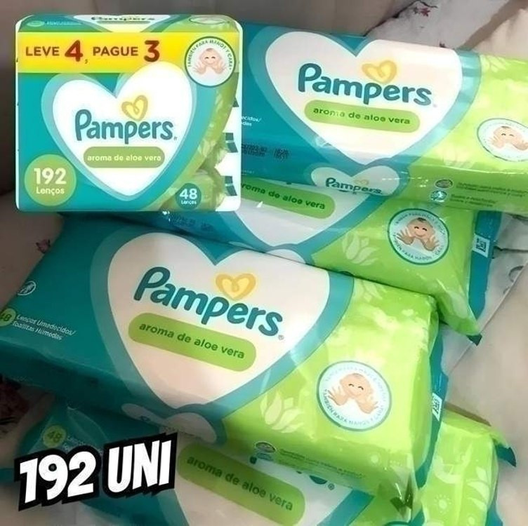 Lenços Umedecidos Pampers Aroma de Aloe Vera 192 Unidades, Pampers na Amazon