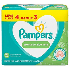 Lenços Umedecidos Pampers Aroma de Aloe Vera 192 Unidades na Amazon