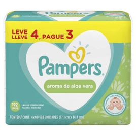 Lenços Umedecidos Pampers Aroma de Aloe Vera 192 unidades na Americanas