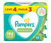 Lenços Umedecidos Pampers Aroma de Aloe Vera 192 Unidades na Amazon
