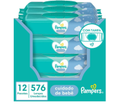 Lenços Umedecidos Pampers Cuidado de Bebê – 576 unidades na Amazon