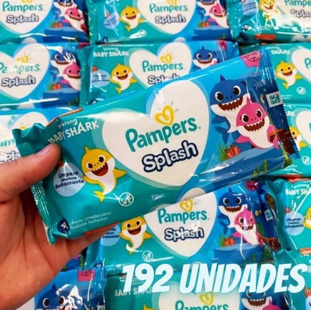 Lenços Umedecidos Pampers Splashers Baby Shark 192 Unidades na Amazon