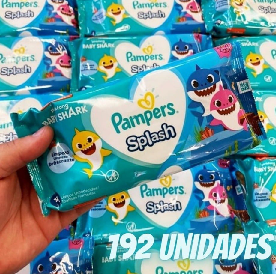 Lenços Umedecidos Pampers Splashers Baby Shark 192 Unidades na Americanas