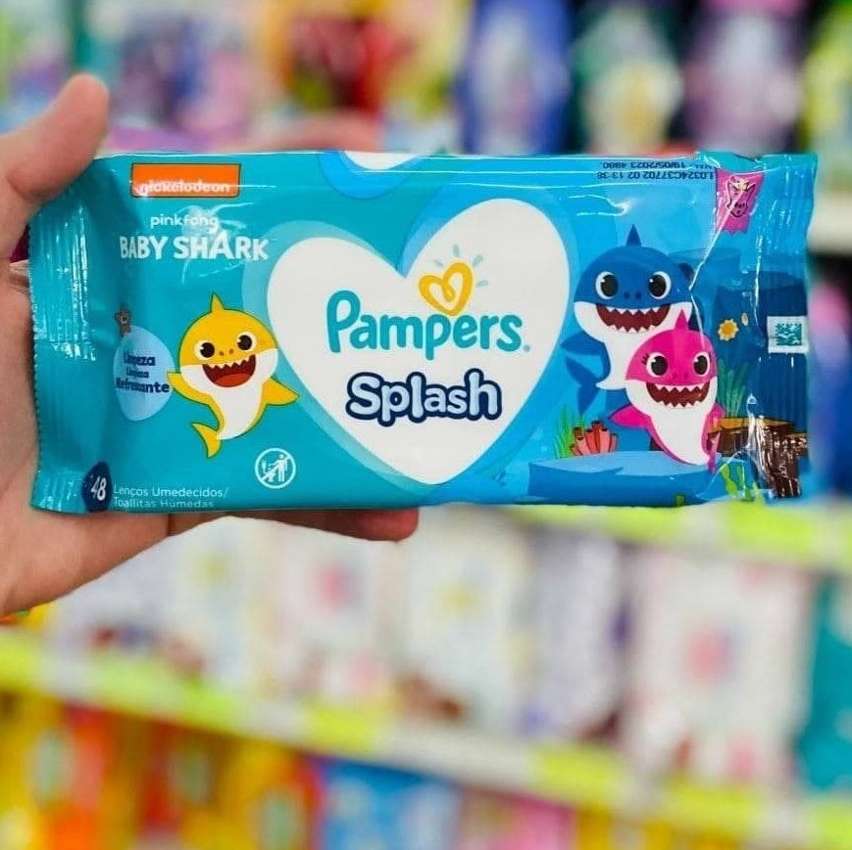 Lenços Umedecidos Pampers Splashers Baby Shark 48 Unidades na Amazon