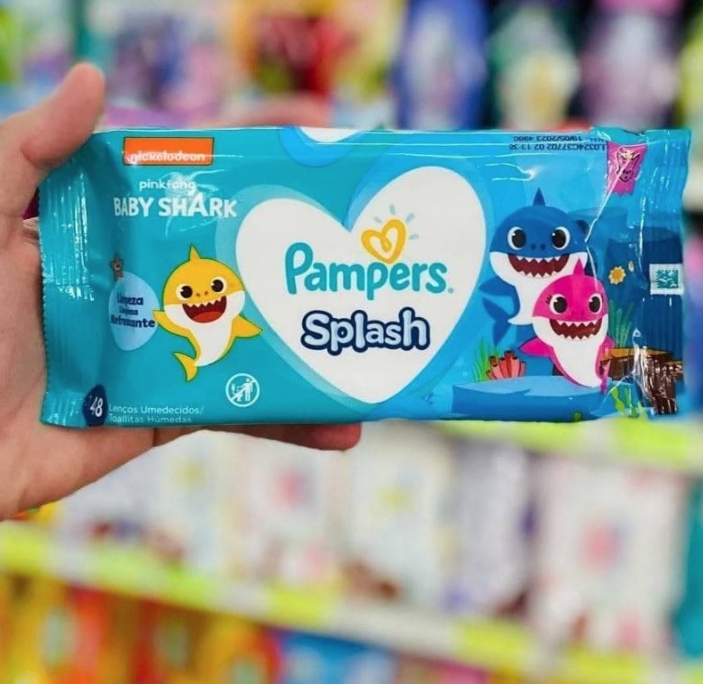 Lenços Umedecidos Pampers Splashers Baby Shark 48 Unidades na Amazon