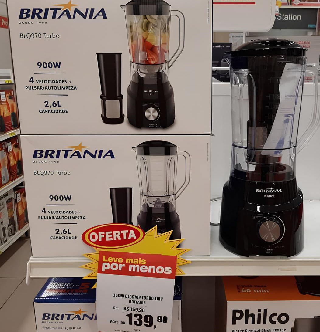 Liquidificador Britânia 900W 2.65L Diamante 800 com Filtro e 4 Velocidades Preto na Amazon