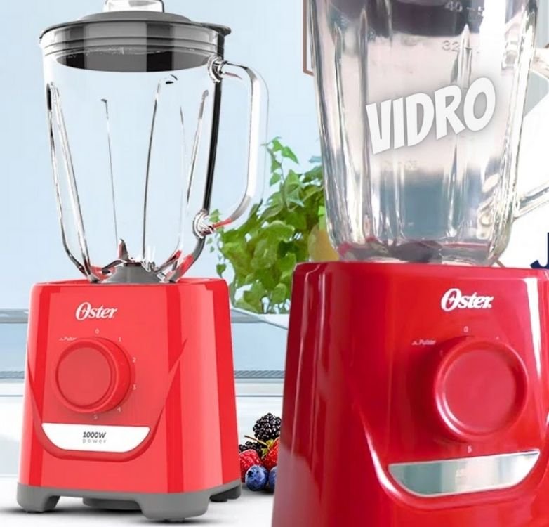 Liquidificador Oster 1,7L 5 Velocidades + Pulsar Jarra de Vidro OLIQ501 Vermelho 1000w 110v na Americanas