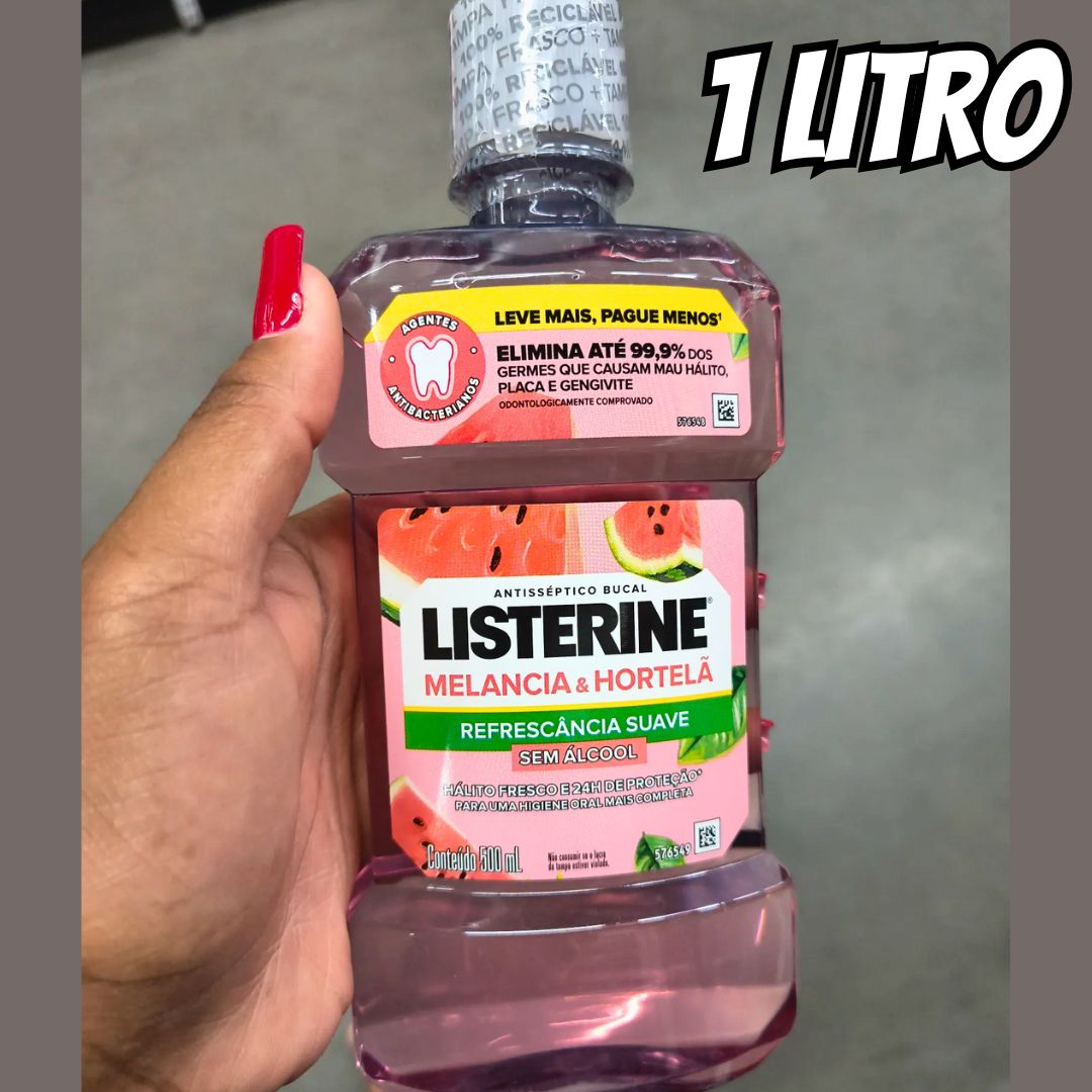 Listerine Enxaguante Bucal Melancia & Hortelã Sem Álcool, 1L na Amazon