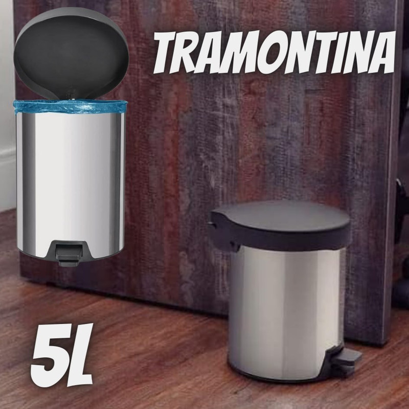 Lixeira com Pedal New Tramontina em aço inox com acabamento polido 5 L na Amazon