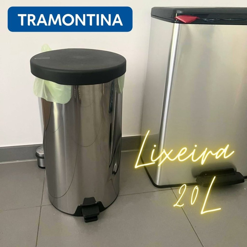Lixeira Inox com Pedal New Tramontina com Acabamento Polido 20 L na Amazon