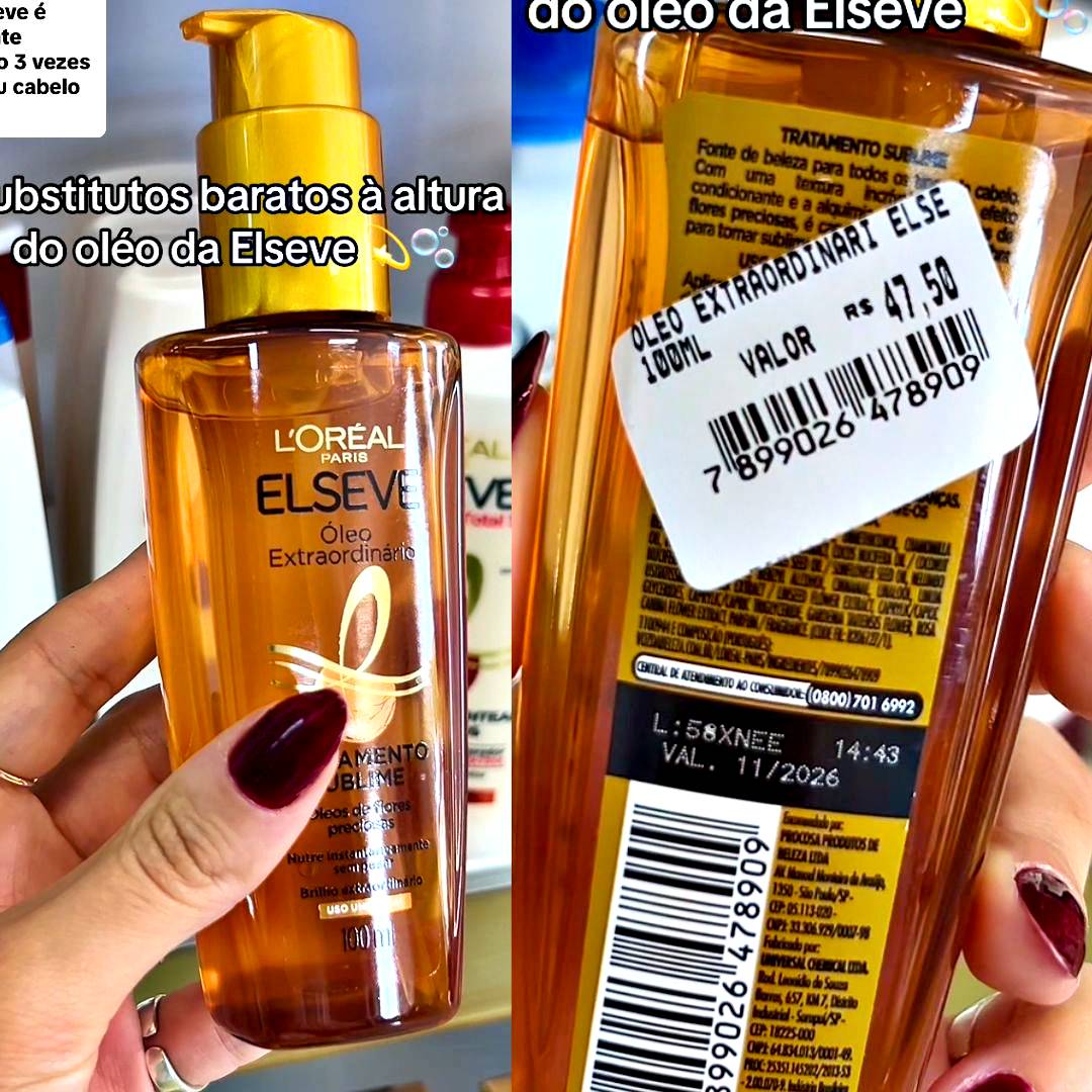 L’Oréal Paris Elseve Óleo Finalizador Óleo Extraordinário, Anti Frizz, Protetor Térmico, 100ml na Amazon