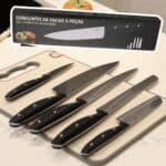 LUMAI Conjunto de Facas Aço Inoxidável 3CR13, Kit 5 Peças com Lâminas Afiadas e Duráveis, Inclui Faca do Chef, Santoku, Pão, Trinchar e Descascar, Corte Preciso para Cozinha Profissional e Doméstica na Amazon