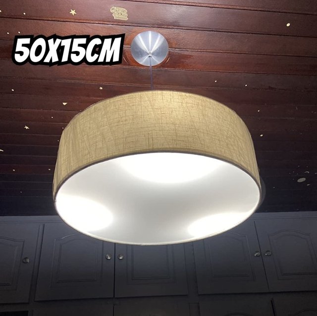 Lustre Cupula Pendente Dome 50x15cm Magnífico Linho Claro na Amazon