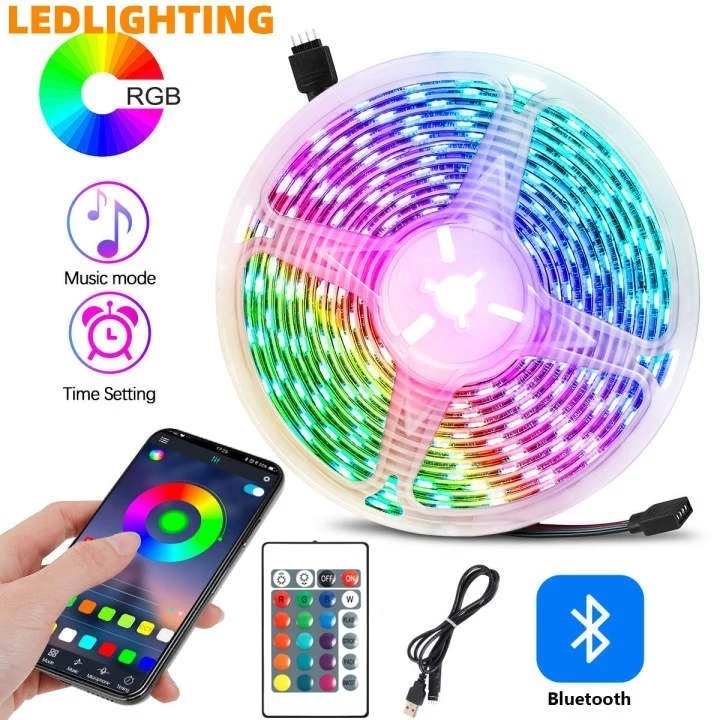 Luzes De Led Para Quarto 30M/20M/5M/10M/1M Sincronização De Música Faixa Com Controle Remoto E RGB De Aplicação , Decoração De Festa De Casa na Shopee