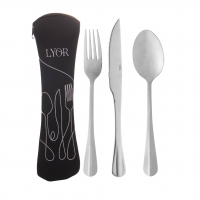 LYOR - Conjunto 4 Peças Estojo De Neoprene Preto Com 3 Talheres Positano Aço Inox na Amazon