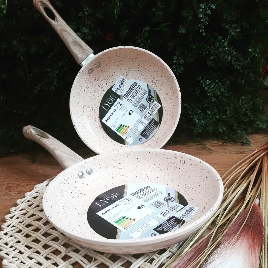 LYOR – Frigideira de Indução em Alumínio com Revestimento Cerâmico Granilite Bege 20cm na Amazon