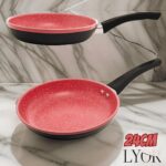 LYOR – Frigideira de Indução em Alumínio com Revestimento Cerâmico Granilite Vermelha 24cm na Amazon