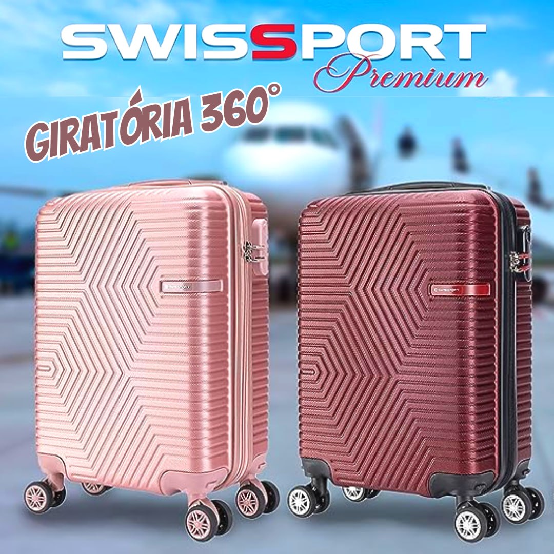 Mala de Bordo para Viagem Pequena Swissport Executiva ABS Giratória 360°(3 CORES) na Amazon