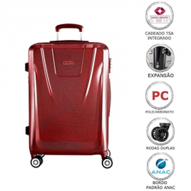 Mala de Bordo Pequena Expansível em Policarbonato Samsonite Derby Cadeado Tsa Rodas Duplas na Casas Bahia