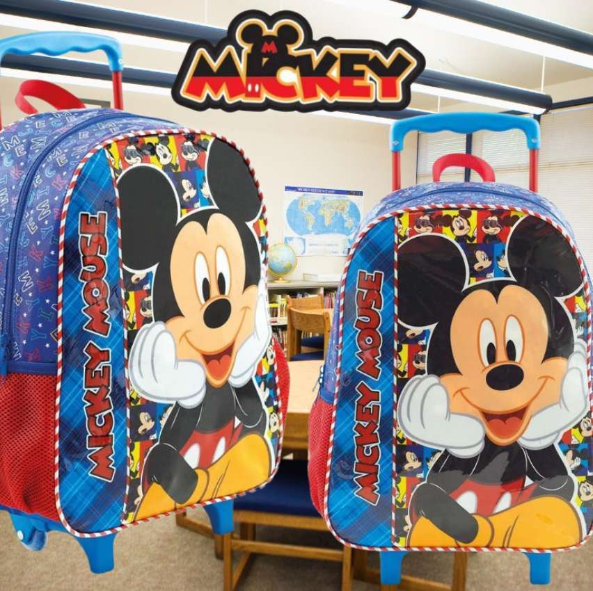 Mala Escolar com Rodinhas 14, Mickey, 8951, Azul na Amazon