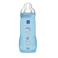 MAM Baby 1 Mamadeira Easy Active 330ml Com Formato Ergonômico E Fácil De Segurar Para Crianças 4+ Meses Com Bico De Silicone Skinsoft, Azul na Amazon