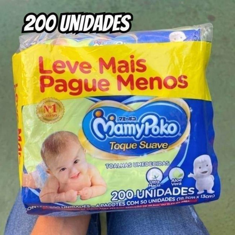 MamyPoko Lenços Umedecidos Toque Suave 200 Unidades na Amazon