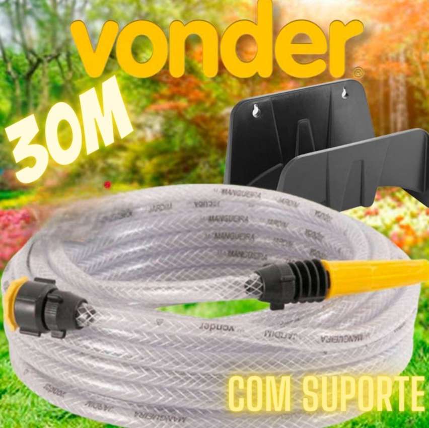 Mangueira trançada para jardim 30 m com suporte Vonder na Amazon