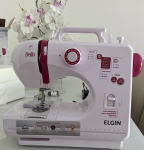 Máquina de Costura Bella Elgin Reta BL-1200 Portátil Branco e Rosa Bivolt na Amazon
