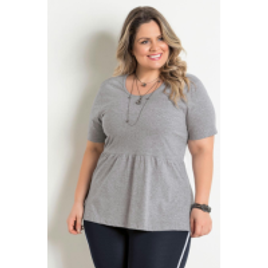 Marguerite - Blusa Peplum Cinza Detalhe Gota Plus Size na Posthaus
