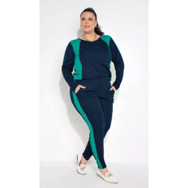 Marguerite - Conjunto de Calça e Blusa Marinho Plus Size na Posthaus