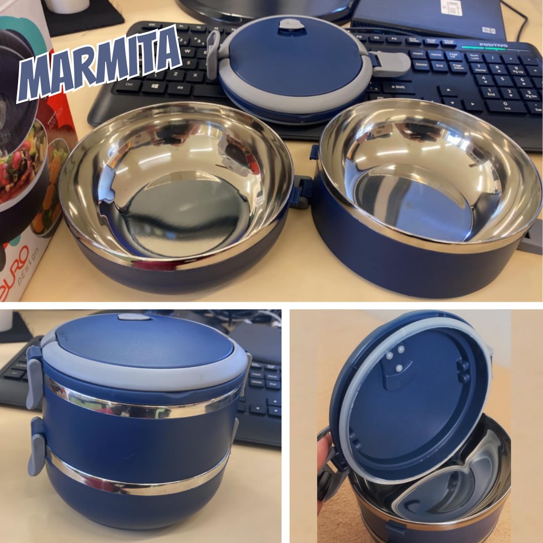 Marmita dupla Lunch Box Azul, LB1234-AZ , Euro Home na Amazon