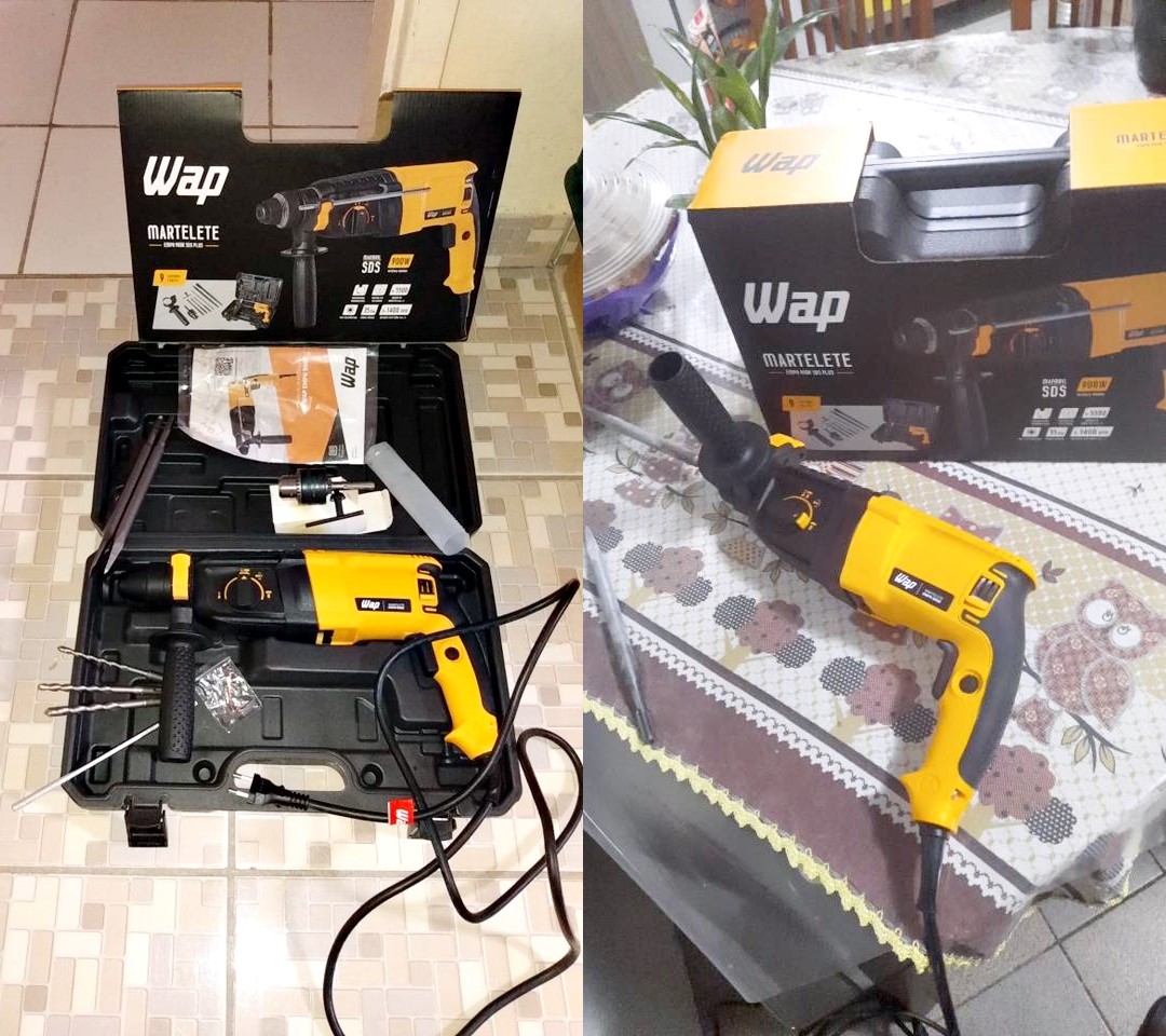 Martelete Combinado Rompedor Perfurador Profissional WAP EMPR 900K SDS PLUS 900W 5500 gpm Torque 35 Nm Mandril 13mm 1/2″ e SDS PLUS para Brocas e Talhadeiras com Maleta e Acessórios 127V na Amazon