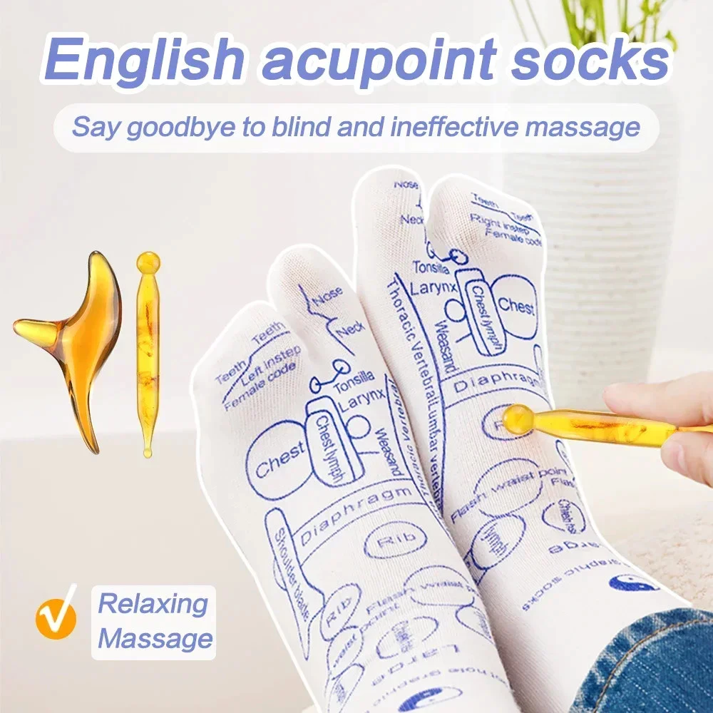 Massagem Aliviar Pés Cansados Meias Acupressão Massageador De Reflexologia Ferramenta De Ponto De Pé Fisioterapia Meia na Shopee