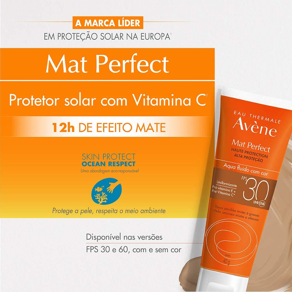 Mat Perfect Fps 30 com Cor, Protetor Solar Face, Avène – 40G na Amazon
