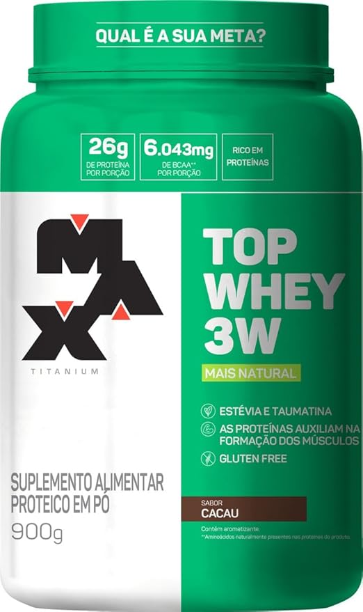 Max Titanium Top Whey 3W Mais Natural (900G) na Amazon