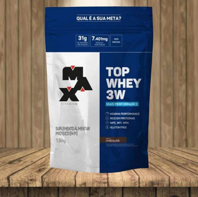 Max Titanium Top Whey 3W + Performance Refil 1.8Kg Baunilha V01 na Amazon