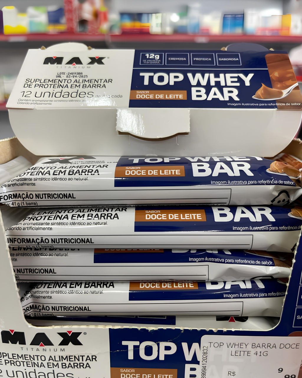 Max Titanium Top Whey Bar 12 Unidades De 41G (Doce De Leite) na Amazon