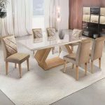 Mesa Alvorada 180 Tp Mdf Vidro canto Reto 6 Cadeiras Rufato na Magazine Luiza