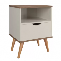 Mesa De Cabeceira Grécia 1 Gaveta Off White Com Canela Off White/Canela na MadeiraMadeira