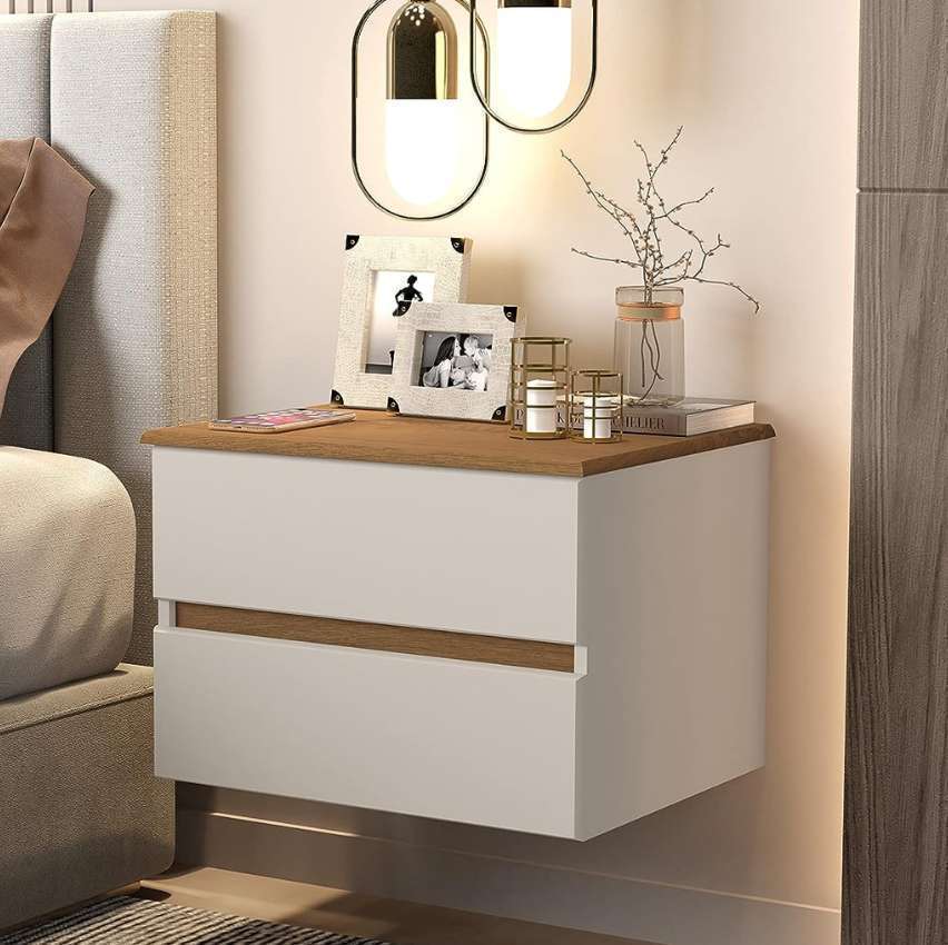 Mesa De Cabeceira Suspensa Tóquio (Off White/Freijó) na Amazon