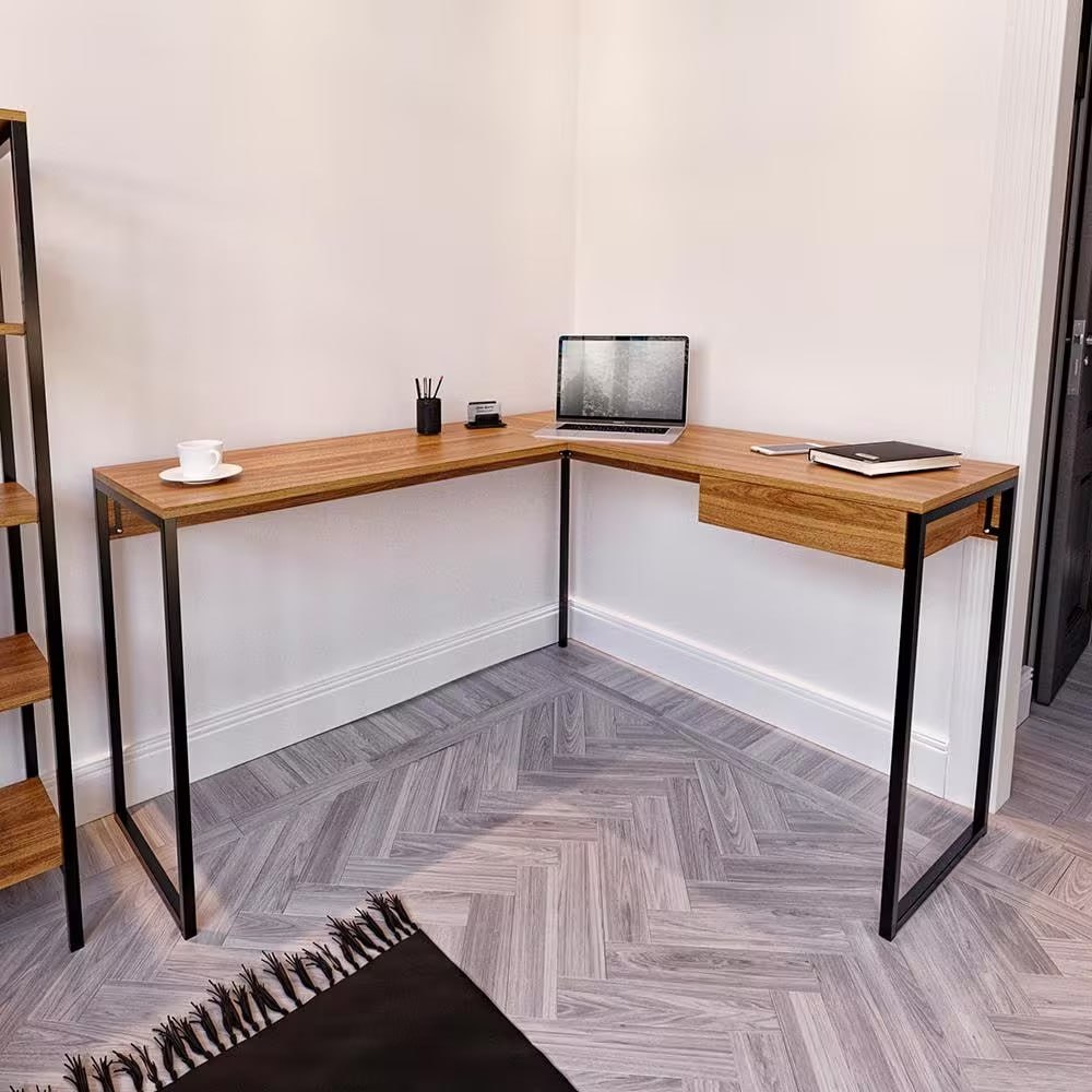 Mesa de Canto para Computador Brigatto Cubo com Gaveta – Freijó/Preta na Casas Bahia