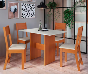 Mesa de Jantar Retangular Indekes Orquídea com 4 Cadeiras e Assento Estofado na Casas Bahia