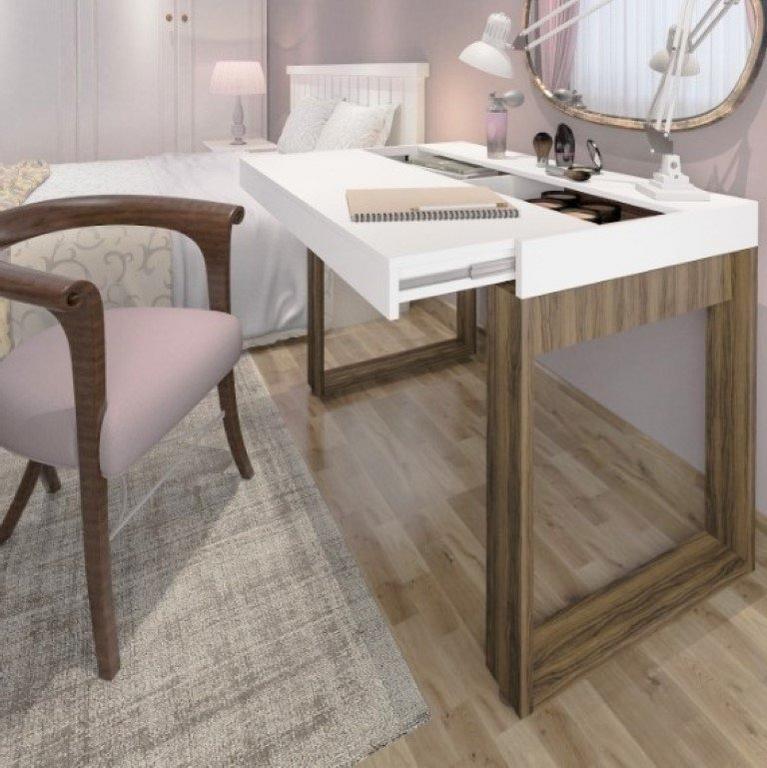 Mesa Escrivaninha Artany Squadra 1 Gaveta Branca/Nogal na Amazon