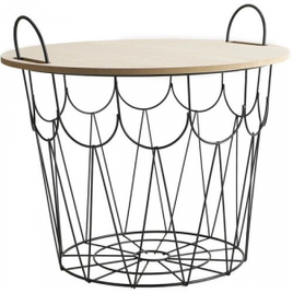 Mesa Lateral Aramada com Cesto e Bandeja Trame - Orb na Americanas