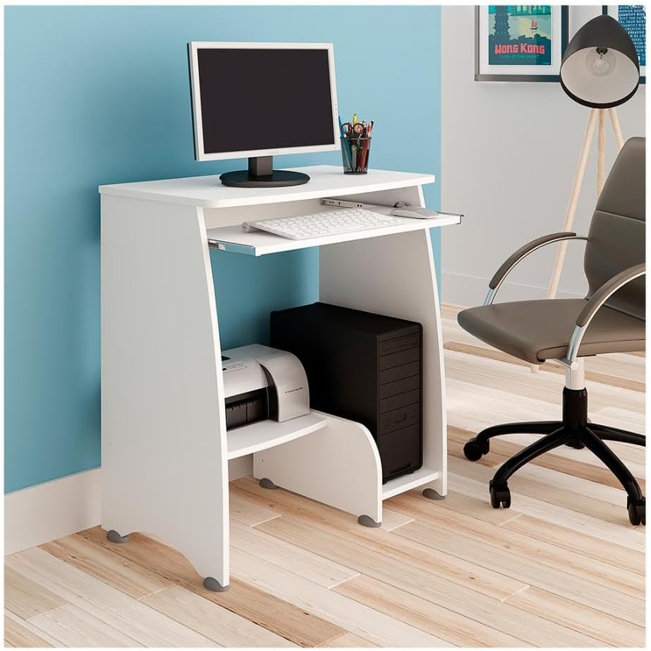 Mesa para Computador com prateleira retrátil PIXEL cor Branco – Artely na Amazon