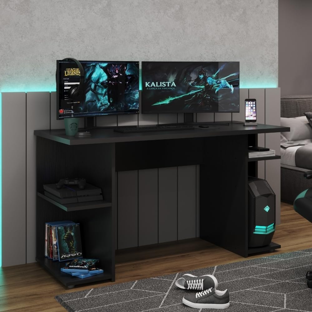 Mesa Para Computador Gamer Preto Carraro na Amazon
