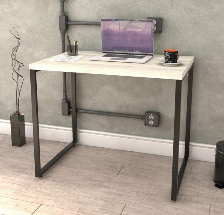 Mesa para Escritório Office Estilo Industrial 0,90m Kuadra Snow/Est.Preta na Amazon