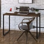 Mesa para Escritório Office Estilo Industrial 1,20m, Compace, Kuadra, Carvalho Dark/Est.Preta na Amazon