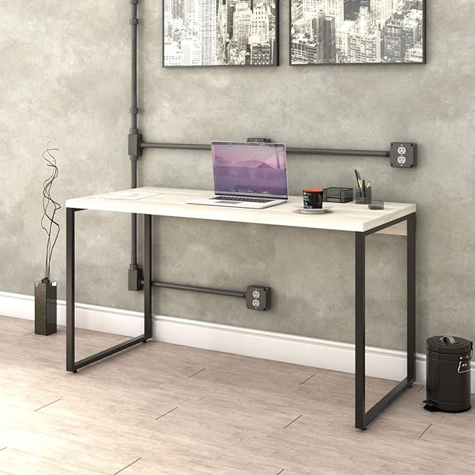 Mesa para Escritório Office Estilo Industrial 1,35m, Compace, Kuadra, Snow/Est.Preta na Amazon